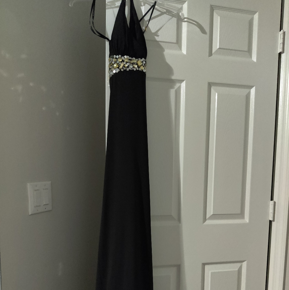 Black backless formal dress